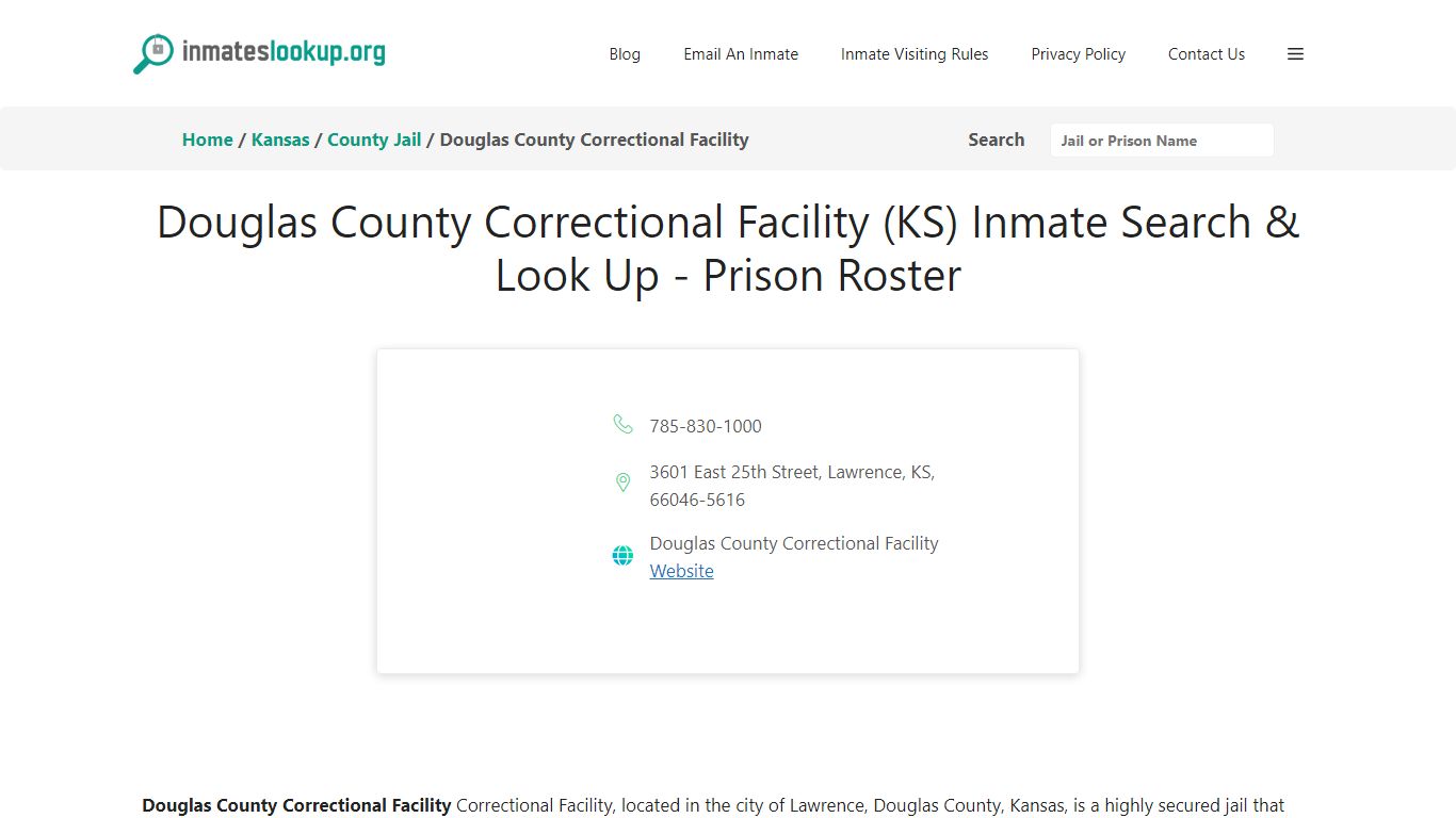Douglas County Correctional Facility (KS) Inmate Search & Look Up ...